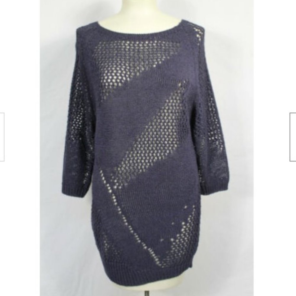 Ann Taylor NWT Navy Boho Loose-Knit Tunic Swtr M